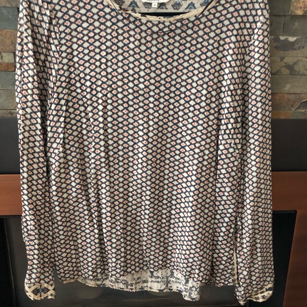 Sandwich Brand Geometric Print Long Sleeve Top - Cream and Black